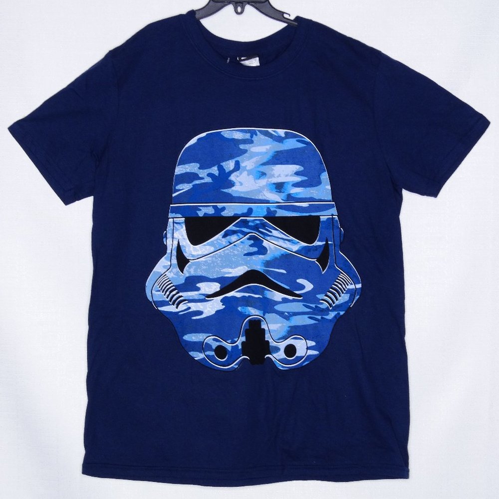NWT Absolute Cult Star Wars Men Medium Blue Short Sleeve Camo Stormtrooper Shirt